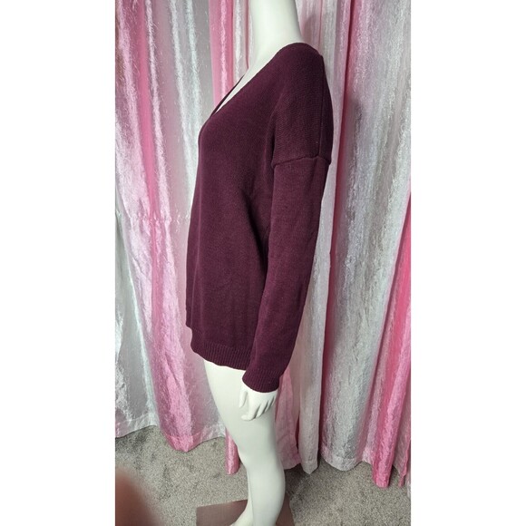 Express Burgundy Cotton Knit Laser Sweater Size Medium - Picture 6 of 10